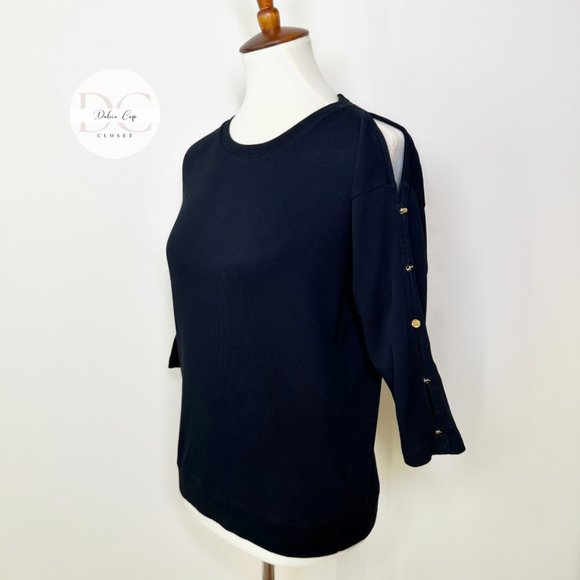 LAUREN RALPH LAUREN Black Blouse With Golden Bottons Size XS - Picture 2 of 10